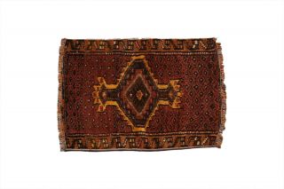 1x2 Hand Knot Wool Oriental Oushak Geometric Vintage Meddalion Turkish Small Rug