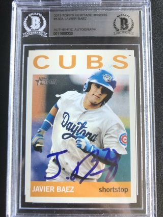Javy Baez Signed Autographed Card Auto Chicago Cubs Rare W/beckett