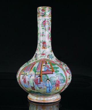 Large Chinese Antique Famille Rose Crakle Glaze Porcelain Bottle Vase C1840
