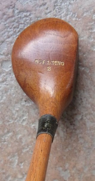 Antique Vintage Spalding Gold Medal Hickory Wood Shaft Golf Club Lefty Blondhead
