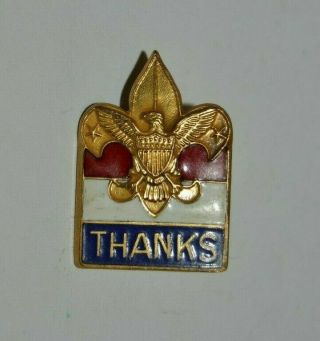 Vintage 1960s Bsa Boy Scouts Thanks Lapel Red White Blue Pin Rare
