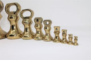 Good Set of Ten 19th Century Brass Weights by Parnall & Sons of Swansea 2