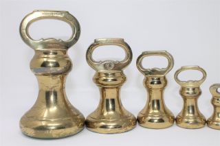 Good Set of Ten 19th Century Brass Weights by Parnall & Sons of Swansea 3