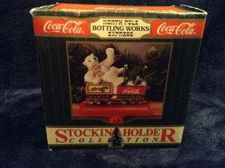 Vintage 1995 Coca Cola North Pole Express Stocking Holder Nib Polar Bear