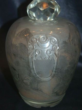 Large Antique Chinese Rock Crystal Covered Vase Jar with Reverse Painting Signed 3