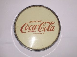 Vintage Drink Coca Cola Vending Machine Logo Coke Sign Soda Emblem / Chrome Rim