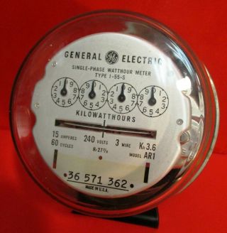 Vintage General Electric Single - Phase Watthour Meter Displayable Collectible