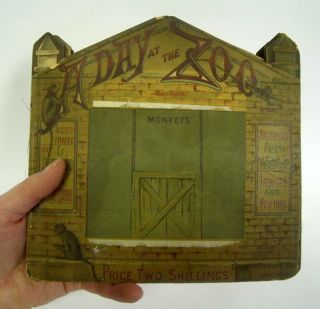 1891 DAY AT THE ZOO ANTIQUE 19th CENTURY CHILDREN ' S MOVEABLE/VINTAGE POP - UP BOOK 2