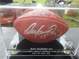 Dan Marino Miami Dolphins Signed Autographed Football With Stat Numbers Case