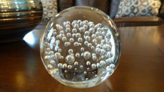 Vintage Clear Controlled Bubble Art Glass Paperweight Bullicante