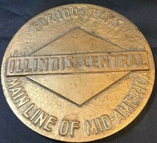 Vintage Illinois Central Railroad 100 Year Bronze Medal 1851 - 1951 Paperweight