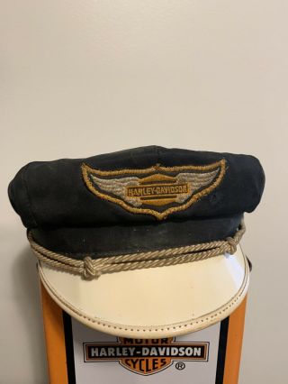 Antique Harley - Davidson Captains White Hat Cap 30 