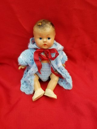Antique/vintge Effanbee (?) Composition Small Baby Doll With Outfit