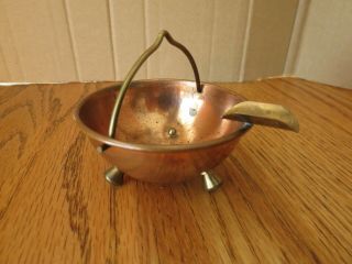 Vintage Usa Copper Ashtray Bowl Brass Feet & Handle 1933 Chicago Worlds Fair