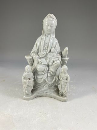 18th Century Chinese Blanc De Chine Porcelain Statue Figure Deity Kwan - Yin