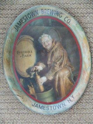 Antique Pre Prohibition Advertising Tin Litho Beer Tray Jamestown Brewing Co.