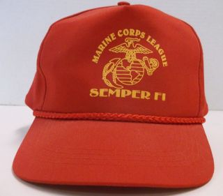 Vintage Usmc Us Marine Corps League Veteran`s Cap Hat,  Pappy Boyington,  One - Size