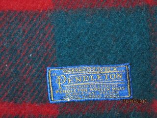 Vintage Pendleton Red Plaid Wool Blanket 68x 52 Vgc