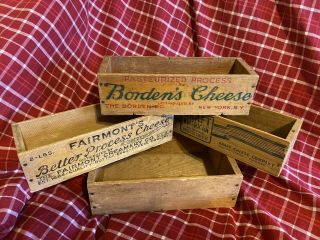 Vintage Mixed Brand Wooden Cheese Boxes 2 Pound