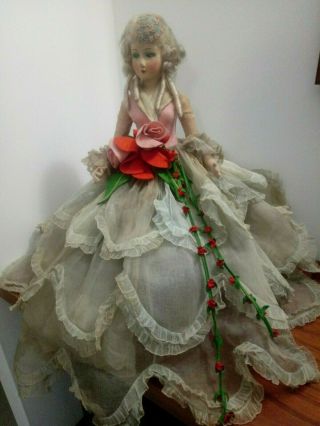 Antique felt Lenci type boudoir doll 2