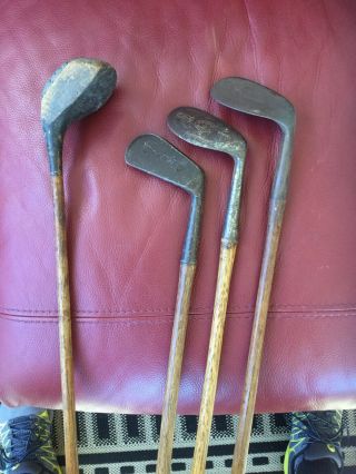 Antique Hickory Wood Shaft Display Set Golf Clubs