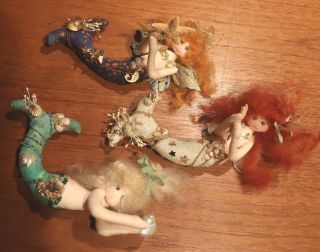 Set 3 Sandie Nowell Ooak 9 " Art Doll Fairiy Mermaid Dolls