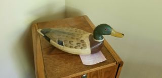 Antique Hand Carved Painted Wood Illinois River Mallard Drake