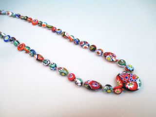 Colorful Vintage Murano Glass 21 " Bead Necklace