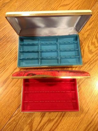 2 Vintage Mele,  Hinged Jewelery Boxes Cases Earrings,  Clam Shell