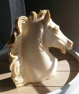A.  Giannelli Large 8 " Vintage Horse Head Statue Sculpture Alabaster Stone Marble