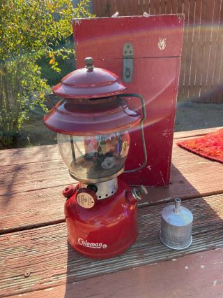 Vintage Red Coleman Model 200a Lantern 5/1964 Wood Box