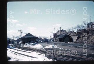 Slide B&o Baltimore & Ohio Meyersdale Pa Station W/rdcs Action In 1962