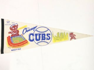 Vintage Chicago Cub Pennant Wrigley Field Skyline 2 Cubs Baseball Very Colorful
