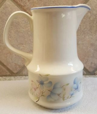 Lofisa Water Pitcher Vintage Mexican Pottery Blue And Pink Floral 32 Fl.  Oz.