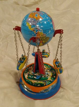 Rare Antique Joseph Wagner Tin Toy Carousel Germany Tag