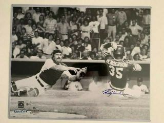 Rickey Henderson Signed Photo Thurman Munson 16x20 Yankees Hof Beckett Autograph