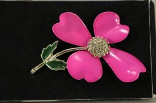 Vintage SARAH COVENTRY PINK DOGWOOD PIN & EARRING SET from 1970s 3