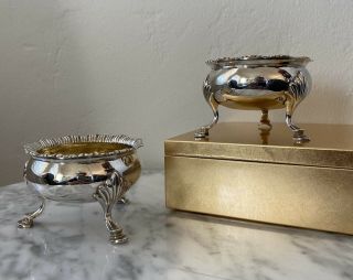 Thomas Wimbush Signed Antique Victorian Sterling Silver Pair Footed Salt Cellars