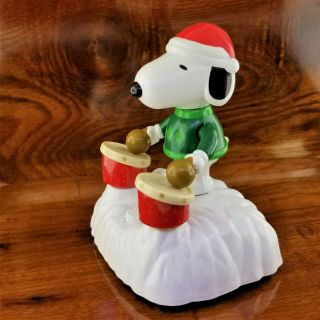 Vintage Animated Musical Snoopy Playing The Drums To Peanuts Holiday Theme Song