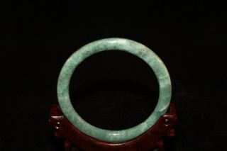 Vintage Burmese Natural Jadeite Jade Bangle Bracelet Round Green C39 2
