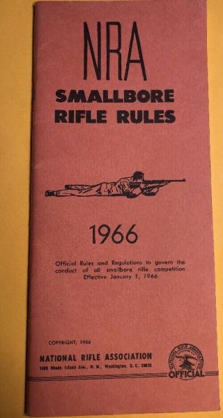 Vintage 1966 Nra National Rifle Association Pamphlet Smallbore Rifle Rules