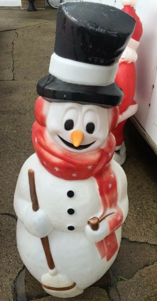 Vtg 42 " Snowman Empire Plastic Blow Mold No Cord Christmas Decor Frosty Xmas