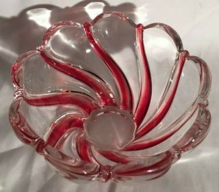 Vintage Mikasa Peppermint Red Swirl Bowl Candy Nut Dish 3