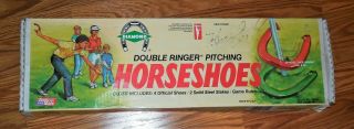 Vintage Diamond Double Ringer Pitching Horseshoes W Instructions