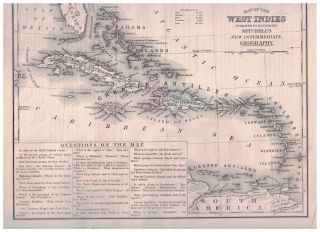 1879 Map Of West Indies - Details And Colors