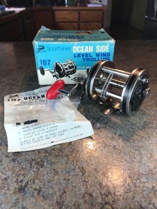 Vintage Ocean Side 107 Level Wind Conventional Fishing Reel With Box