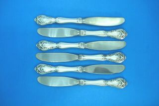 Set Of Six (6) Alvin Sterling Silver Chateau Rose Butter Knives - - 6 - 1/4 "