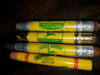 4 John Deere Bullet Pencil vintage Roanoke,  Illinois 3 JD & 1 Dekalb 2
