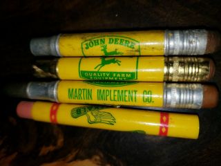 4 John Deere Bullet Pencil vintage Roanoke,  Illinois 3 JD & 1 Dekalb 3