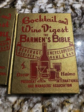 Cocktail and Wine Digest The Barmen ' s Bible by Oscar Haimo Gold Hard Cover 1979 2